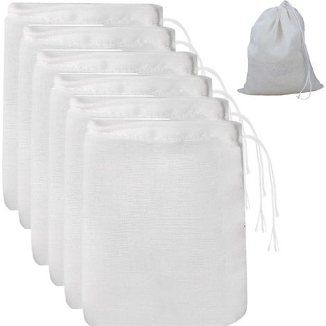 6 paquets Sac Filtre Alimentaire 35 30cm Sacs en étamine Sacs en Mousseline de Coton avec Cordon de Serrage pour Yogourt Café thé Jus de vin (1/5)