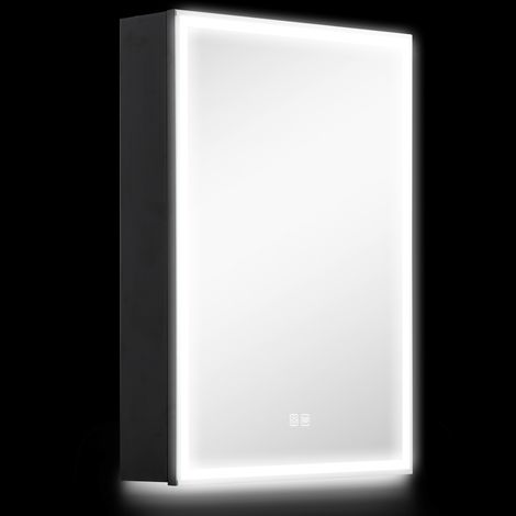 Armadietto da Bagno con Specchio Luci LED Regolabili e Funzione Anti-Appannamento in Alluminio Nero (1/5)