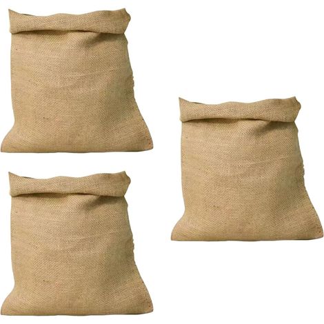 Lot 3 Sacs Toile de Jute, Grand Sac de Jute, Sac de Rangement, 85 x 50 cm, Protection de Plantes, Polyvalent pour Stockage, Jardinage et Décoration, Épais, Naturel (1/2)