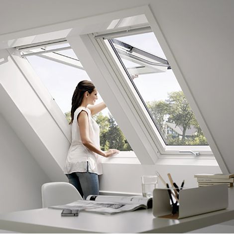 VELUX Dachfenster Klappschwingfenster - Komfort - Weiße Oberfläche - GPU CK04 0076 55x98 (1/2)