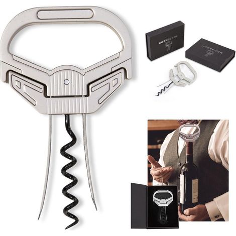 Set de tire-bouchon avec coupe-capsule et deux broches pour vieux vins (1/5)