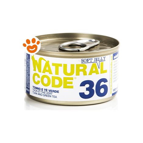 Natural Code Gatto Adulto, in Lattina 85gr 36 Tonno e Tè Verde