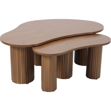 Table basse gigogne en mélaminé bois foncé