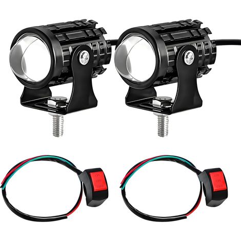 2PCS motocyclette LED conduite feux de brouillard, super brillant blanc/ambre moteur auxiliaire LED projecteurs, imperméable Aux projecteur de motocyclette pour camion de voiture tracteur ATV 8-80v