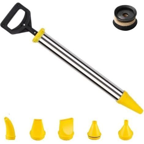 Garden FuturePistolet à calfeutrer Pompe à mortier avec 5 buses Pistolet à Coulis de Ciment Seringue à Mortier Ciment Pistolet À Calfeutrer, Acier inoxydable épaissi (Jaune) (1/5)