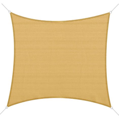 Voile d'ombrage carrée 3 x 3 m pour jardin, patio ou terrasse, en PEHD anti-UV et respirante, couleur sable