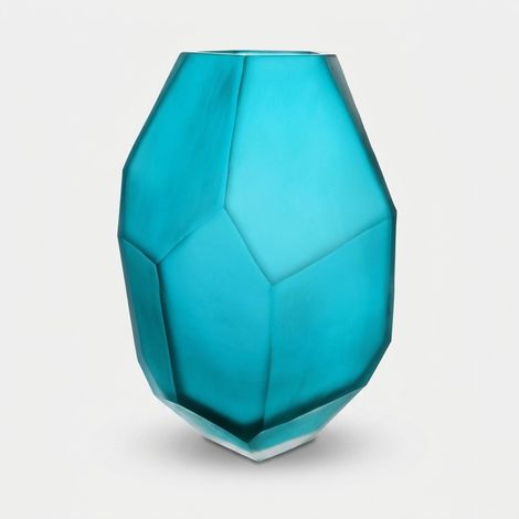Vaso decorativo in vetro Made in Italy h.30 cm Ice - Azzurro (1/2)