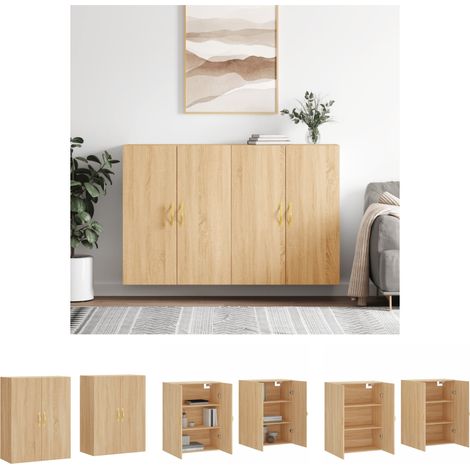 Sonoma-Eiche - vidaXL Wandschränke 2 Stk. Sonoma-Eiche 69,5x34x90 cm - Schrank für Wohnzimmer (1/5)