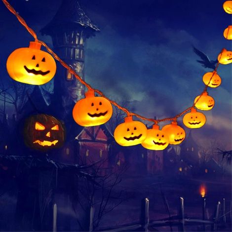 Guirlande Lumineuse Halloween 3M 20LED Citrouille Décorative, Guirlande Citrouilles Lumineuse pour Décoration Fête, Série de 20 Lampes Halloween (1/5)