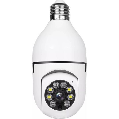 Caméra ampoule HD sans fil avec détection de mouvement, alarme, vision nocturne, images nettes, WiFi, douille E27 pour la maison