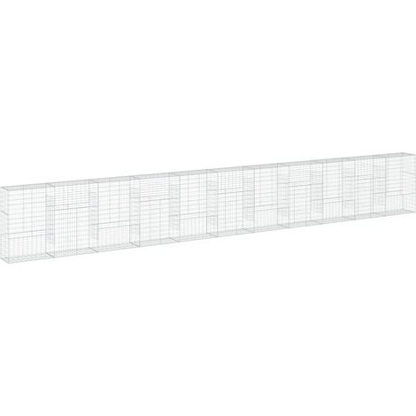 Gabbione recinto a gabbia muro di contenimento con coperchio 1100 x 50 x 150 cm ferro zincato argento 020040126