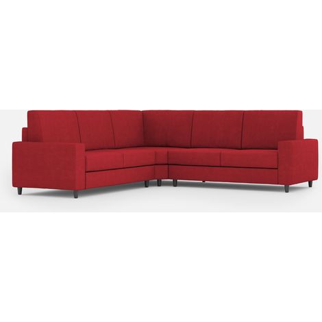 Divano Angolare 5 Posti 246x246x85 cm Sakar in Tessuto Rosso (1/5)