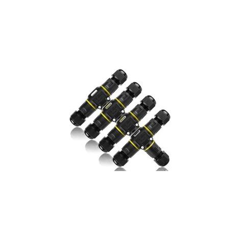 Connecteur Étanche Forme de T 4 Pièces Raccord Electrique Etanche IP68 Boîte de Jonction 3 Voies Connecteur Electrique Etanche Connecteurs de Câbles Étanches IP68 pour Câble de 3 à 12 mm de Diamètre