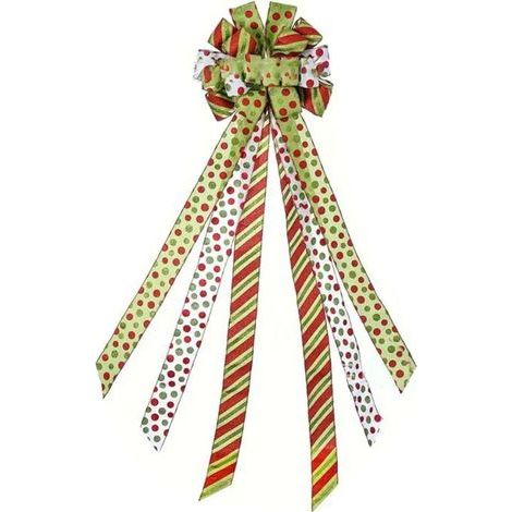 Nœud décoratif pour sapin de Noël, grand nœud cadeau à pois rouges et verts, idéal pour les fêtes, fait main, pour la maison, les mariages, l'intérieur et l'extérieur. (1/5)