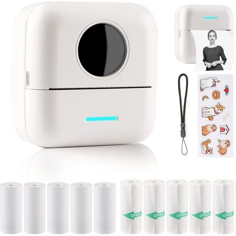 Imprimante thermique portable pour smartphone – Résolution 205 DPI – Vitesse 10 mm/s – Compatible iOS et Android – Imprime étiquettes et photos (1/5)