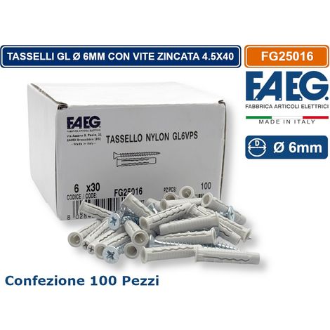 CONFEZIONE 100 PEZZI TASSELLI AD ESPENSIONE GL A QUATTRO SEZIONI Ø6X30MM CON VITE TRUCIOLARE ZINCATA 4.5X40MM (1/3)