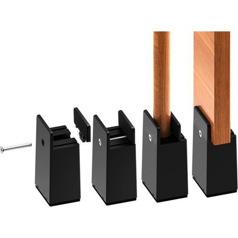 Pince à vis réglable, rehausseur de meuble de 5 cm, modèle à serrage pour panneaux 10 à 37 mm, lot de 4 noir (1/5)