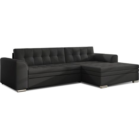 Canapé d'angle convertible CONFORTO 4 places noir – angle droit (1/3)
