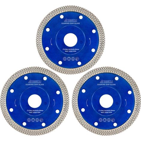 Disque à tronçonner diamant, disque diamant 115 mm pour couper les carreaux et le grès cérame Disque diamant turbo super fin pour meuleuse (3 pièces) (1/5)