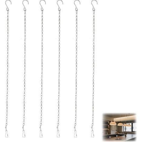 Set of 12 Galvanised 25 cm Hanging Chains with Adjustable S Hooks for Hanging Baskets, Lanterns, Feeders, Load 5 kg (50 cm) (1/5)