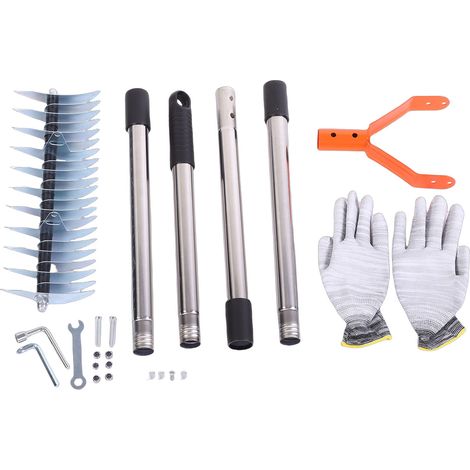 Rastrello per erbacce da giardino, denti robusti in acciaio, rastrello per erbacce, rimozione dell'erba secca, smuovere il terreno, arancione. (1/2)