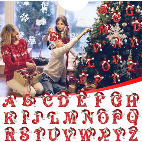 Lettre Alphabet - Décoration Arbre De Noël En Acrylique - Lettres A à Z - 8 cm - Pour Décoration Intérieure Et Extérieure - Lot De 26 (1/5)
