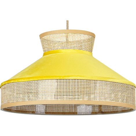 Lámpara de techo de ratán terciopelo natural amarillo mostaza 167 cm Batali (1/5)