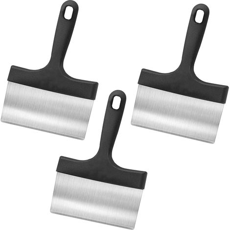 Lot de trois grattoirs de barbecue en acier inoxydable robustes pour nettoyage des grilles cuisson extérieure et cuisine domestique