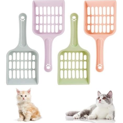 Pelle à Litière pour Chat - 4 pcs - Blanc - Plastique ABS de haute qualité (1/4)