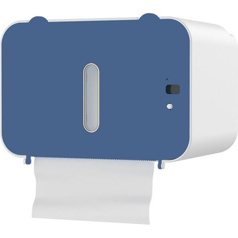 Toilettenpapierspender, intelligente Erkennung und automatische Ausgabe, kein Bohren erforderlich, auslaufsicher, Wandmontage, blau (1/4)