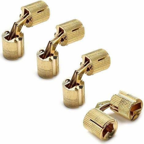 Bisagras cilíndricas de latón para caja (4 unidades), ocultas e invisibles, para joyero, manualidades, color dorado (tamaño: 10 mm)