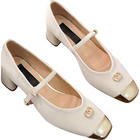 Chaussures De Travail À Bout Fermé - Talon Épais 7 Cm - Semelle Anti-Dérapante - Taille 38 - Microfibre (1/5)