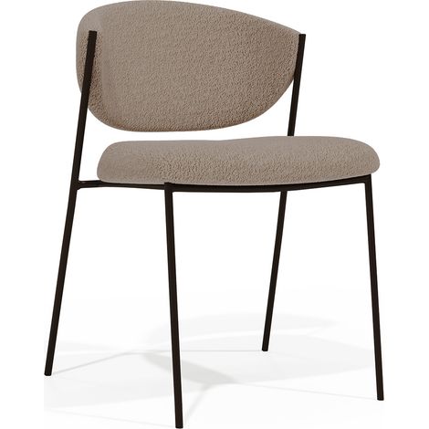 Esszimmerstuhl - Bezogen mit Bouclé-Stoff - Schwarzes Metall - Seda Taupe (1/5)