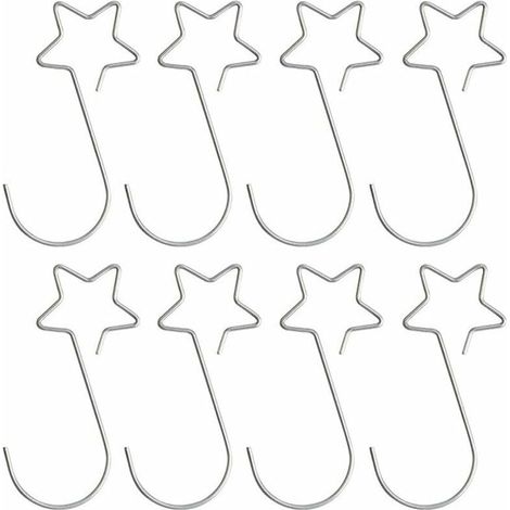 100 Pieces,Attache Boule de Noel,Cintre de Suspension pour Arbre de Noël,Crochets pour Boules de Noël en Forme de S,Cintre à Boules,Crochets d'Ornement de Noël,Crochet de Noel. (Argent étoile) (1/5)