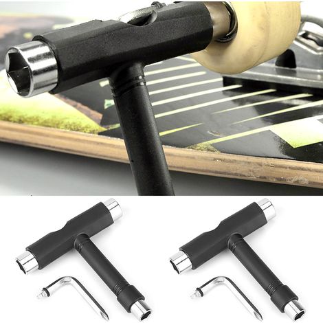 Jeu de Clés en T pour Skateboard en Acier Inoxydable, Outil de Réparation de Planche à Roulettes Portable (1/5)