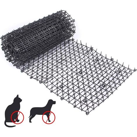 Tapis anti-chat avec pointes, tapis anti-chat pour chiens animaux pointes répulsives tapis de dissuasion, tapis de dissuasion de bouchon de creusement pour clôture de fleurs de plantes ,Noir,40030cm (1/5)