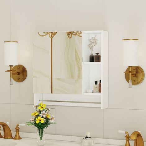 Badezimmerschrank mit Spiegel wandmontiert 69x63x12,5 cm OKMYHOME (1/5)