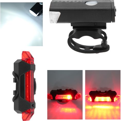 Ensemble phares et feux arrière pour vélo, chargement USB, avertissement, détection intelligente, éclairage pour cyclisme (1/5)