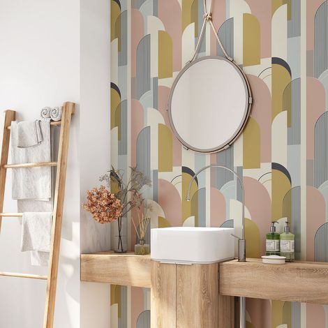 Crédence adhésive salle de bain - Arches design - 50x50 cm - Adhésif BRILLANT (1/4)