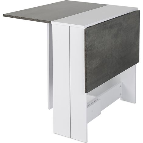 Table console pliante 2-4 personnes – Bois recyclé et béton – Dimensions 103x76 cm ouverte – Idéale pour petits espaces – Wyctin