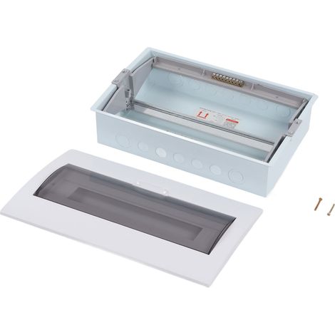 Boîte de distribution électrique 18 voies encastrable avec rail DIN, coffret de dérivation intérieur à couvercle transparent pour disjoncteurs modulaires (1/5)