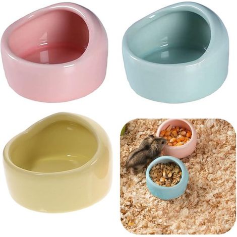3 ciotole per cibo per animali domestici: ciotola per criceti, ciotola per pappagalli, ciotola per l'acqua per porcellini d'India, ciotola per gatti, ciotole inclinate in ceramica per criceti, cincill (1/5)