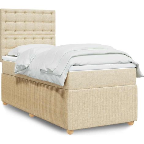 Boxspringbett mit Matratze Creme 100x200 cm Stoff