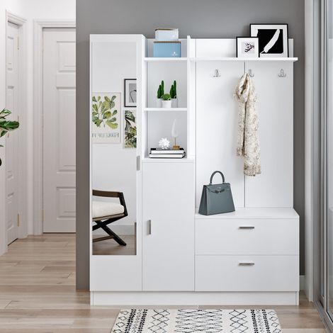 Meuble d'entrée avec porte-manteau et miroir Kaelithar (1/5)