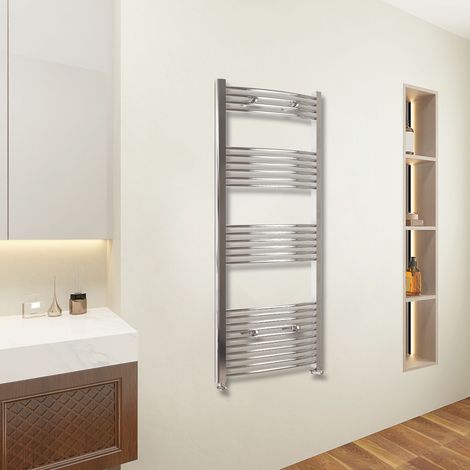 AICA 1600x400mm(HxW) Chrome Curved Center Heated Towel Track Heated Towel Radiator