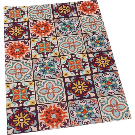 Tapis de bar à café 3,5 mm d'épaisseur, couleurs vives, antidérapant, dos caoutchouc, imperméable, tapis de séchage de vaisselle pour cuisine salle à manger 40 cm x 50 cm (1/5)