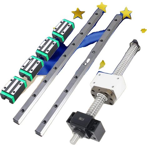 Kit de fresadora CNC, guías lineales de 20 mm, carros HGH20CA, husillos de bolas de 1500 mm, movimiento de precisión, capacidad de carga moderada. (1/5)