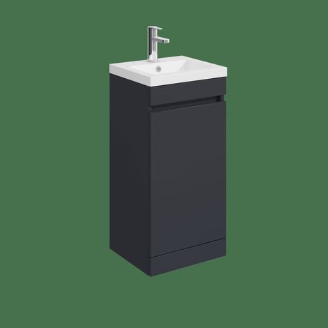 Balterley Tean 400mm Floor Standing 1 Door Compact Unit with Polymarble Basin - Dark Grey