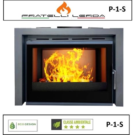 Fratelli Lerda – Insert cheminée à bois 72 cm – Puissance 9,1 kW – Rendement 81 % – Système de post-combustion – Verre céramique 800 °C
