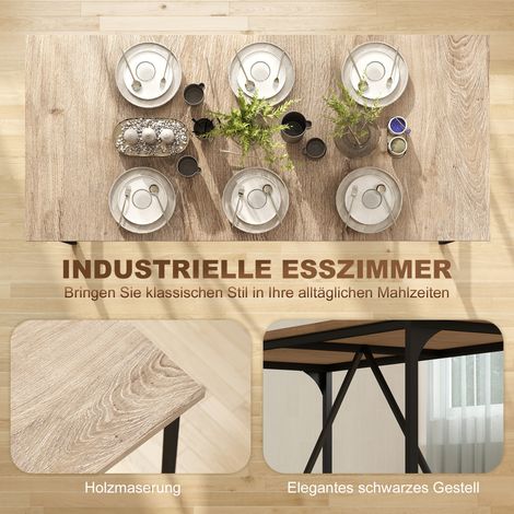Table à manger pour 6-8 personnes, table de cuisine rectangulaire moderne effet bois, 180 x 80 x 75,5 cm, Nature (1/5)